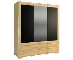 Drehtürenschrank / Kleiderschrank Lipik 40, Farbe: Eiche / Schwarz, teilmassiv - Abmessungen: 182 x 204 x 61 cm (B x H x T)