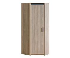 Jugendzimmer - Drehtürenschrank / Kleiderschrank Marcel 13, Farbe: Esche Rosa / Grau / Braun - Abmessungen: 187 x 75 x 75 cm (H x B x T)