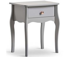Beautify Nachttisch Grau 1 Schublade - Vintage-Stil mit roségoldenen Griffen – Beistelltisch für Schlafzimmer Wohnzimmer Aufbewahrungsmöbel