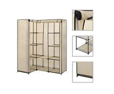 N/O Viel Spaß beim Einkaufen mit Eckkleiderschrank Creme 130 x 87 x 169 cm