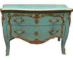 Casa Padrino Barock Kommode Türkis/Gold Antik Stil 130 cm - Handgefertigt aus Massivholz - Limited Edition