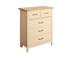 Steens Norfolk Kommode, 5 Schubladen, 77 x 94 x 40 cm (B/H/T), teilmassiv, creme
