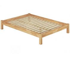 Erst-Holz® Futonbett Doppelbett Überlänge 140x220 Massivholzbett Buche Natur Rollrost 60.84-14-220