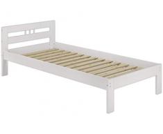 Erst-Holz® Massivholzbett Kiefer weiß Einzelbett 100x200 Jugendbett Futonbett Rollrost Gästebett 60.64-10 W