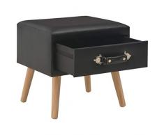 Tidyard Nachttisch Nachtkommode Nachtschrank Beistelltisch Sofatisch Mit Einer Schublade,Kunstleder + massives Kiefernholz,40 x 35 x 40 cm (B x T x H) Schwarz