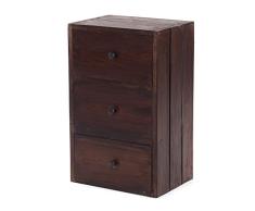 DESIGN DELIGHTS SCHUBLADENSCHRANK Nature ECHTHOLZ | 56x35x26,5cm (HxBxT), Vintage-Recyclingholz | Nachttischschrank, upcycling Kommode, Flurschrank | Farbe: 03 Dunkelbraun