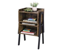 VASAGLE Nachtschrank 2er Set Vintage, Beistelltisch, Sofatisch mit 2 Ablagen, stabil, mit Metallgestell, einfach zu montieren, stapelbar, Used Look, Holzoptik LET188X