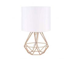 Modern Industrielle Metall Vintage Tischlampen Schreibtischlampen - YIKEGE Angus Körbchenstil Stil Nachttisch-Leuchte 15,35 Höhe Leselampe Arbeitsplatzlampe für Bedside Desk Bar, Weiß & Rose Gold