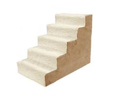 JIE KE Pet Stairs for High Bed 5 Step, Kleintier-Katzen-Trittleiter für Schlafsofa, Schwamm-Wildleder, 60 × 40 × 50 cm Leicht und tragbar (Color : Multi-colored)