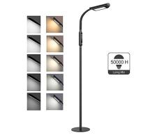 TaoTronics Stehlampe LED Dimmbar 12W Stehleuchte 5 Farbtemperaturen und 5 Helligkeitsstufen für Wohnzimmer Schlafzimmer, 50.000 Stunden Lebensdauer, Touch-Bedienung, 1815 Lumen, Schwarz
