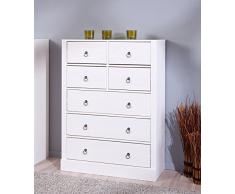 Inter Link Kommode Schubladenkommode Mehrzweckschrank Anrichte Sideboard Kiefer Massiv Weiss lackiert