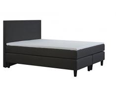 Tesladreams Boxspringbett 160x200 ETNA, Taschenfederkern Matratze H2/H3, Unterbau Taschenfederkern, Komfortschaum Topper, Polsterbett, Hotelbett, Anthrazit