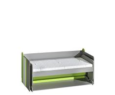 Jugendbett und Schreibtisch Futuro F14, Schrankbett mit Schreibtisch, Wandbett, Funktionsbett für Jugendzimmer (Graphit/Weiß + Grün Mamba, mit Schaumstoffmatratze)