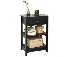 SoBuy® FBT46-SCH Beistelltisch Nachttisch Couchtisch in schwarz mit Einer Schublade und 2 Ablagen BHT ca: 45x68x30cm