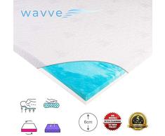 WAVVE Matratzen Topper 140x200, 6cm 50D Gel Memory Foam Matratzenauflage, Viskoelastische Gelschaum Orthopädische Topper mit Abnehmbarer und Waschbarer Bezug für Boxspringbett