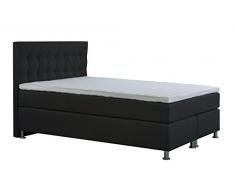 Tesla Dreams Boxspringbett 180x200 Ronda,Lux Komfort,7 Zonen Taschenfederkern-Matratze,VISCO/LATEX/KOMFORT Topper-3D Bezug,H2/H3,Unterbau Taschenfederkern,Anthrazit