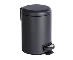 Wenko Kosmetik Treteimer Leman - Kosmetikeimer, Mülleimer Fassungsvermögen: 3 l, Stahl, 17 x 25 x 22,5 cm, schwarz