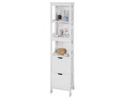 SoBuy® FRG126-W Hochschrank für Bad Badregal mit Fußpolster Badezimmer Badmöbel weiß