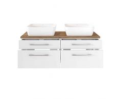 Lomadox Doppel Waschtisch matt weiß mit 120cm Unterschrank und 2 Keramik Waschbecken