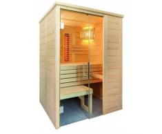 Massivholzsauna Badezimmersauna 160 x 110 cm Infrarot und finnischen Saunaofen