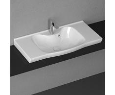 Aqua Bagno Keramik Waschbecken 90 cm Waschtisch Möbelwaschtisch Aufsatz-Waschtisch Becken weiss