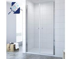 AQUABATOS® 100 x 195 cm Duschabtrennung Duschtür aus 6mm ESG Glas mit Nano Beschichtung Pendeltür Dusche Duschtür in Nische Doppel Schwingtür Duschabtrennung Duschwand Glas