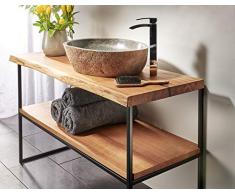 Waschtisch Eiche massiv Baumkante geölt Waschtischkonsole Holz (120 x 50 cm)