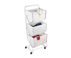 WENKO 62080100 Wäschesammler Escala - mit 3 Körben, pulverbeschichtetes Metall, 44 x 126 x 46 cm, Weiß