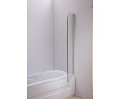 CLP Duschabtrennung Badewanne, Badewannenaufsatz Nano Echt Glas (ESG Sicherheitsglas) schwenkbar klarglas, 140 cm x 80 cm