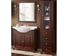 Badmöbel Set RETRO Badmöbel Massivholz Spiegel Waschbeckenunterschrank Waschbecken Hochschrank