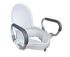 Mobiclinic Toilettensitzerhöhung mit Armlehnen, Deckel, Weiß, Modell Alcalá