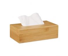 Relaxdays Kosmetiktücherbox Bambus, HBT: 8,5 x 27,5 x 15,5 cm, Tuchspender für Taschentücher u. Kosmetiktücher, Natur