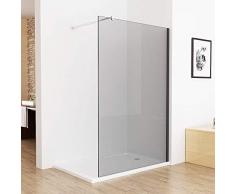 Walk in Dusche Duschwand 80 x 195cm Duschtrennwand Duschabtrennung 8mm ESG Graues Glas