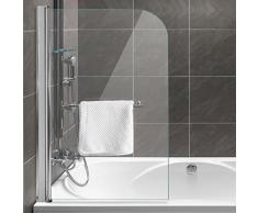 Homelux Badewannenaufsatz Badewannenfaltwand Faltduschwand (B x H) 80 X 130 cm, Sicherheitsglas 6 mm mit Lotuseffekt