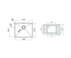 Pyramis TETRAGON (50X40) 1B Einbaubecken flächenbündig Edelstahl, gebürstet, 100091001