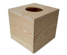 Creative Deco Quadratische Kosmetiktücher-Box aus Kiefern-Holz| 13 x 14,5 x 14 cm | Ideale Taschentuch-Box für Taschentücher | Perfekte Kosmetiktuch-Spender für Decoupage, Dekoration und Lagerung