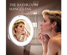 Vimdiff Digimate LED beleuchtet Kosmetikspiegel, 10-Fach Vergrößerung, 360° Schwenkbar, Make-Up Schminkspiegel mit starkem Saugnapf, für Zuhause und Unterwegs