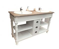 richhome Waschtisch weiß Massivholz, Doppelwaschtisch im Landhausstil