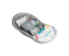 Tega Baby ® SET 5-teilig Badewanne Badesitz für Baby, ab 0 Monate mit eingebautem Thermometer - Anti-rutsch, GESCHENK für Neugeborene (allein, Eule - grau)