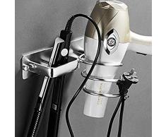 WZOED Haartrocknerhalter Edelstahl Fönhalter Föhn Halterung in Badezimmer Hotel Baderzimmer Wohnzimmer Barbershop(Silber)