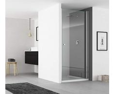 IMPTS Dusche Nische 90 x 185 cm Duschkabine Nischentür Duschtür Schwingtür Nische Pendeltür Rahmenlos Duschabtrennung 6mm ESG Glas,Ohne Duschwanne