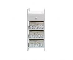 frandis 199319 Firenza Waschtisch Holz weiß lackiert mit 1 Schublade Holz weiß + 3 Körbe Weide weiß 33 x 33 x 82,5 cm