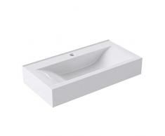 BTH: 60x31x11 cm Hängewaschbecken Brüssel118g, aus Keramik in weiß, Waschbecken inkl. Nano-Versiegelung/Abperl-Effekt