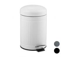 Relaxdays Treteimer 3l, Anti-Rutsch Pedal, Inneneimer mit Henkel, Bad Kosmetikeimer, Tretmülleimer, Edelstahl, weiß