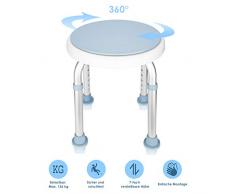 Hengda Stabiler Duschhocker Höhenverstellbarer 36-51cm Duschstuhl 360°Drehbarer Badhocker Badstuhl Anti-Rutsch für Behinderte, Schwangere und Alter