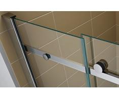 Schiebetuer Eckdusche Duschkabine Eckeinstieg mit Rollsystem aus Sicherheitsglas (ESG) 200 cm hoch #88 (90cm X 75cm Ohne Wanne)