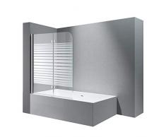 Sogood BxH:120x140 cm Duschabtrennung/Duschwand für Badewanne aus Glas Cortona1408S-Links, Badewannenaufsatz, Wandanschlag links, inkl. Nanobeschichtung, Badewannenfaltwand