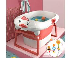 LHY BATHLEADER Baby Wanne Faltbar, Reisebadewanne, Babydesign Badewanne Badespielzeug, Baby Badewanne Mit Antirutschmatte Und Ablaufstöpsel, Rot, (0-10 Alter)
