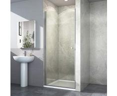 EMKE Nische Schwingtür Rahmenlos Duschabtrennung Duschkabine Echtglas Duschtür 90 x 185 cm