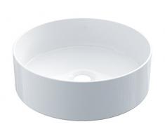 STARBATH PLUS Keramik Aufsatzwaschbecken Rund Waschschale Handwaschbecken SFINCIL 35 x 35 x 12 cm (Glanz Weiß)